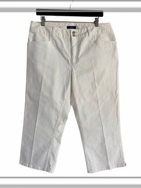 CHAPS White Denim Capri Jeans Pants Size 12 Mid Rise Stretch